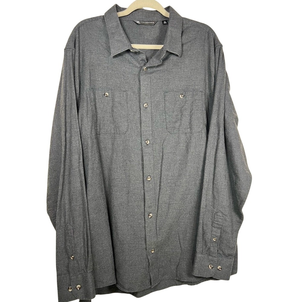 TravisMatthew Cloud Flannel Button‎ Up Shirt Gray XXL
